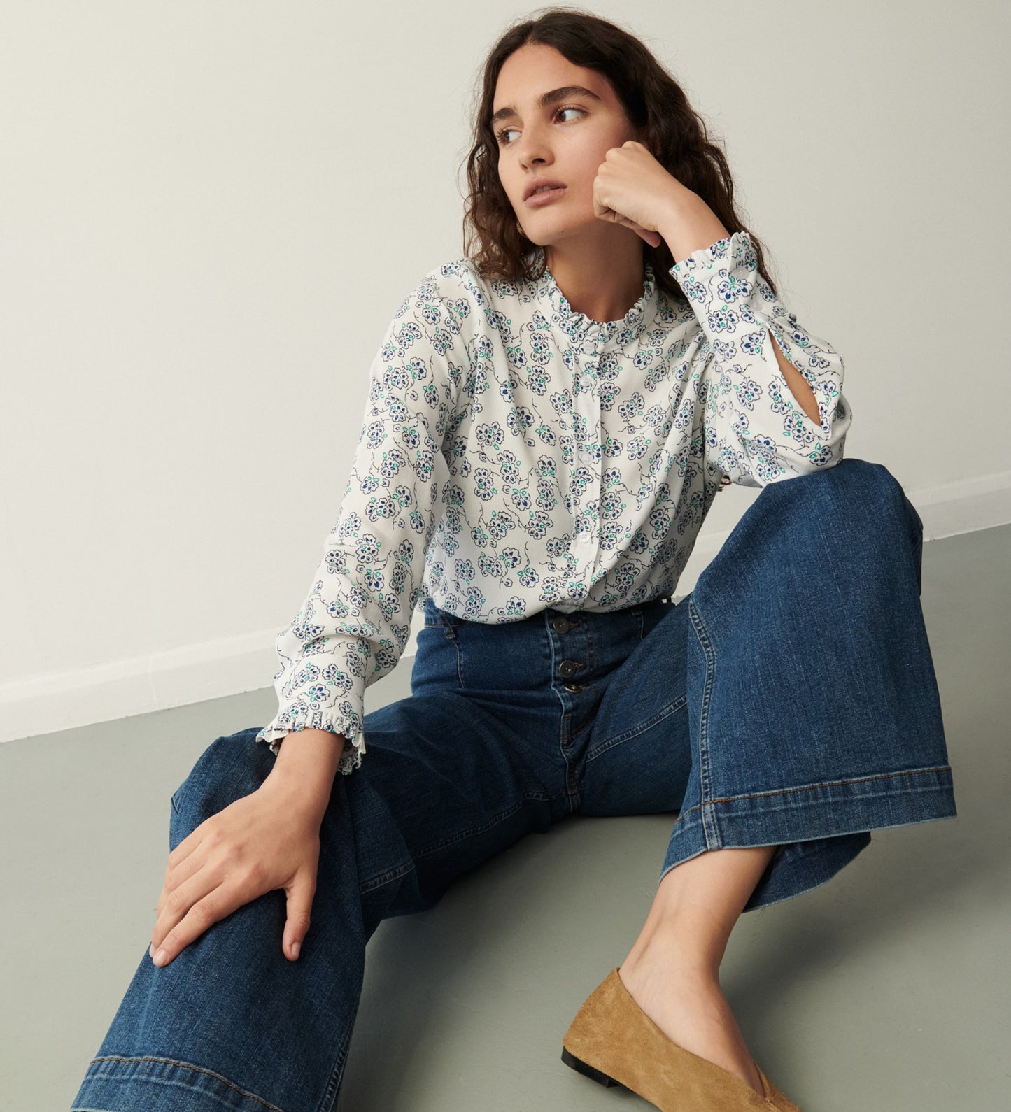 Tally Mid Blue Wide Leg Jeans