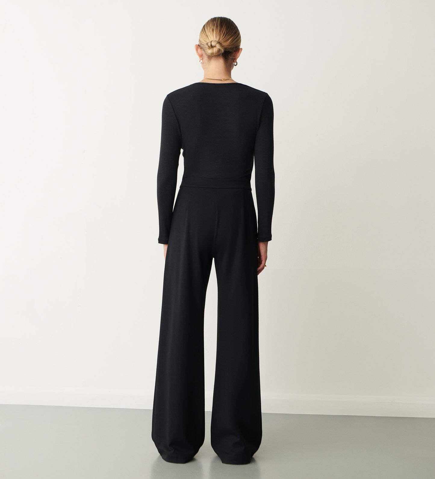 Frankie Black Ponte Jersey Wide Leg Trousers