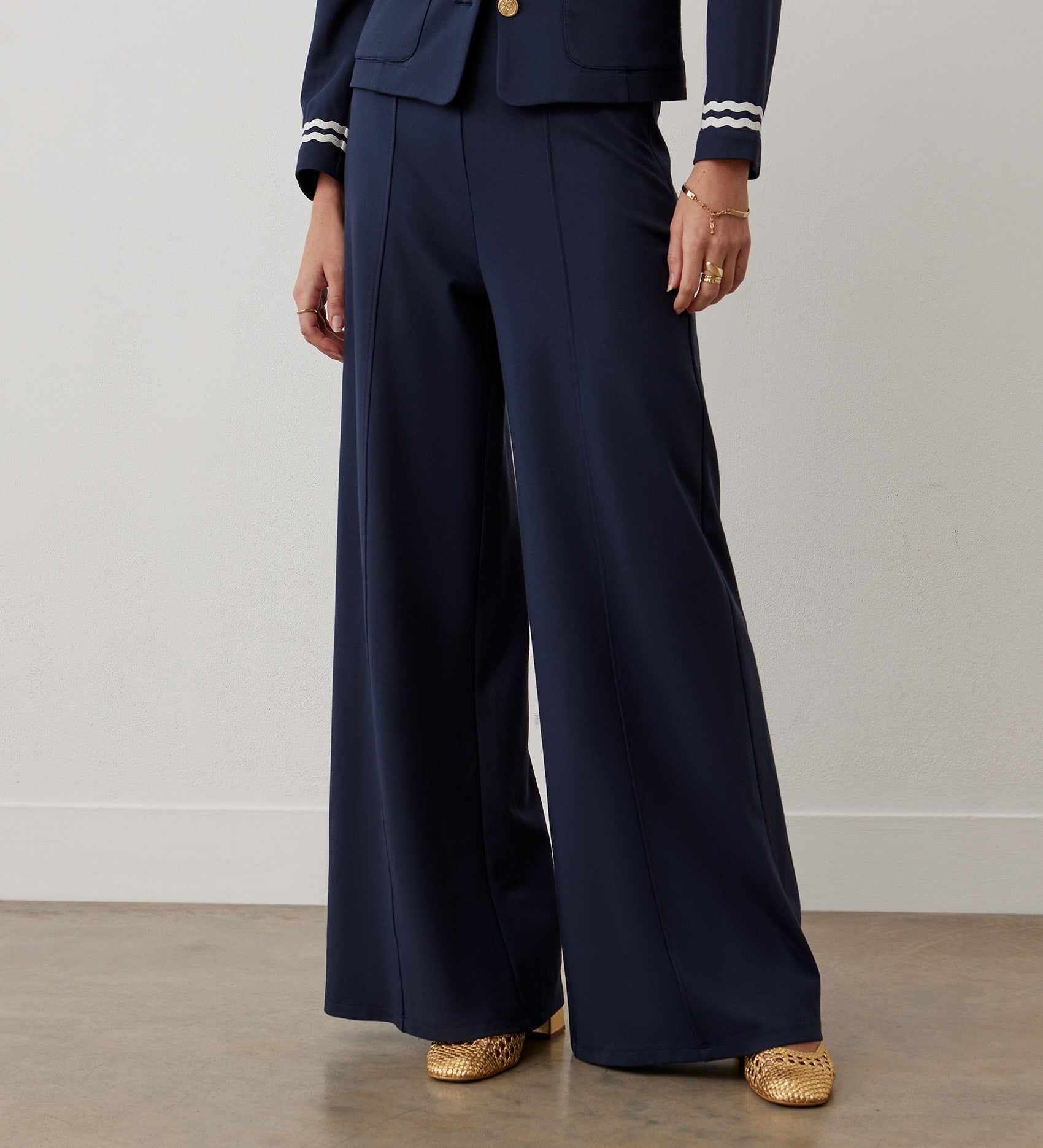 Matilda Navy Ponte Jersey Trousers – Finery London