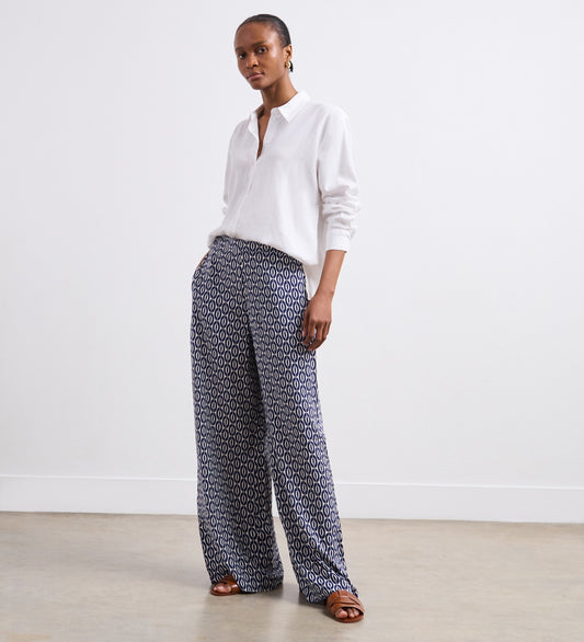 Nat Navy Geo Trousers