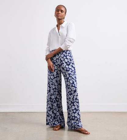 Nat Navy Sunflower Trousers