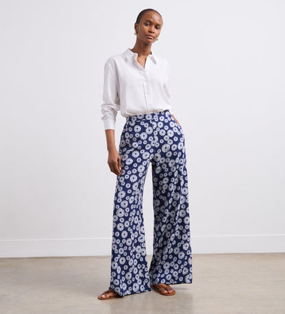 Nat Navy Sunflower Trousers
