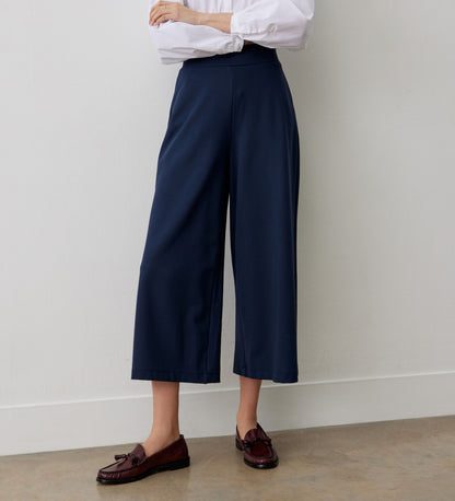 Miribel Navy Cropped Ponte Jersey Trousers