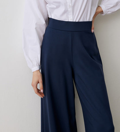 Miribel Navy Cropped Ponte Jersey Trousers