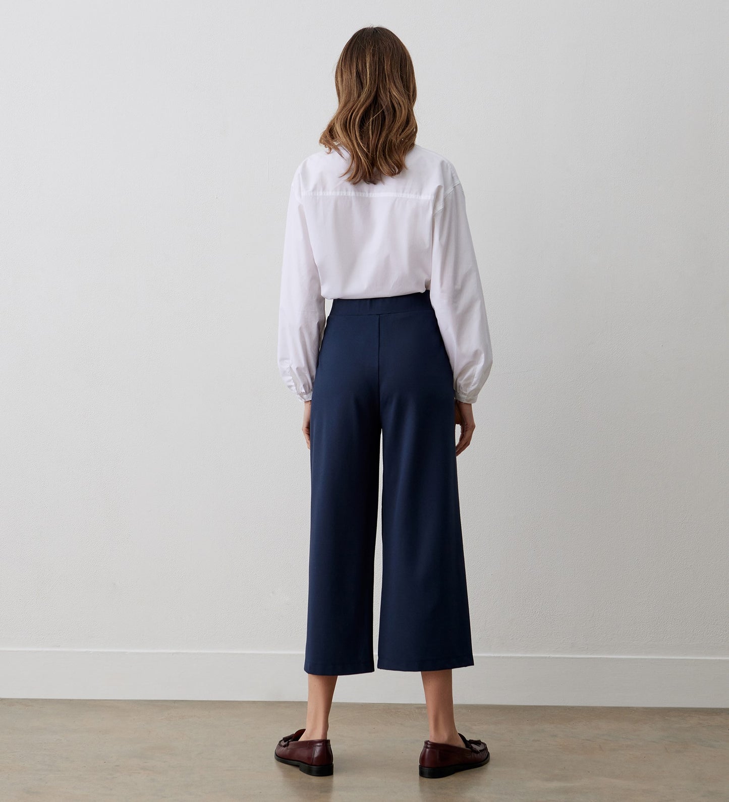 Miribel Navy Cropped Ponte Jersey Trousers