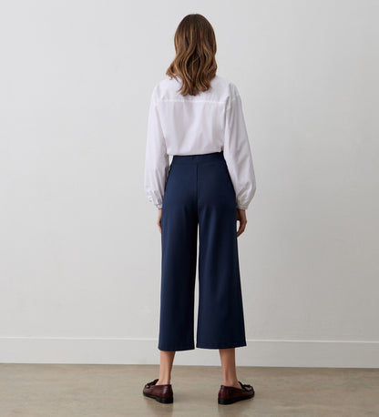 Miribel Navy Cropped Ponte Jersey Trousers