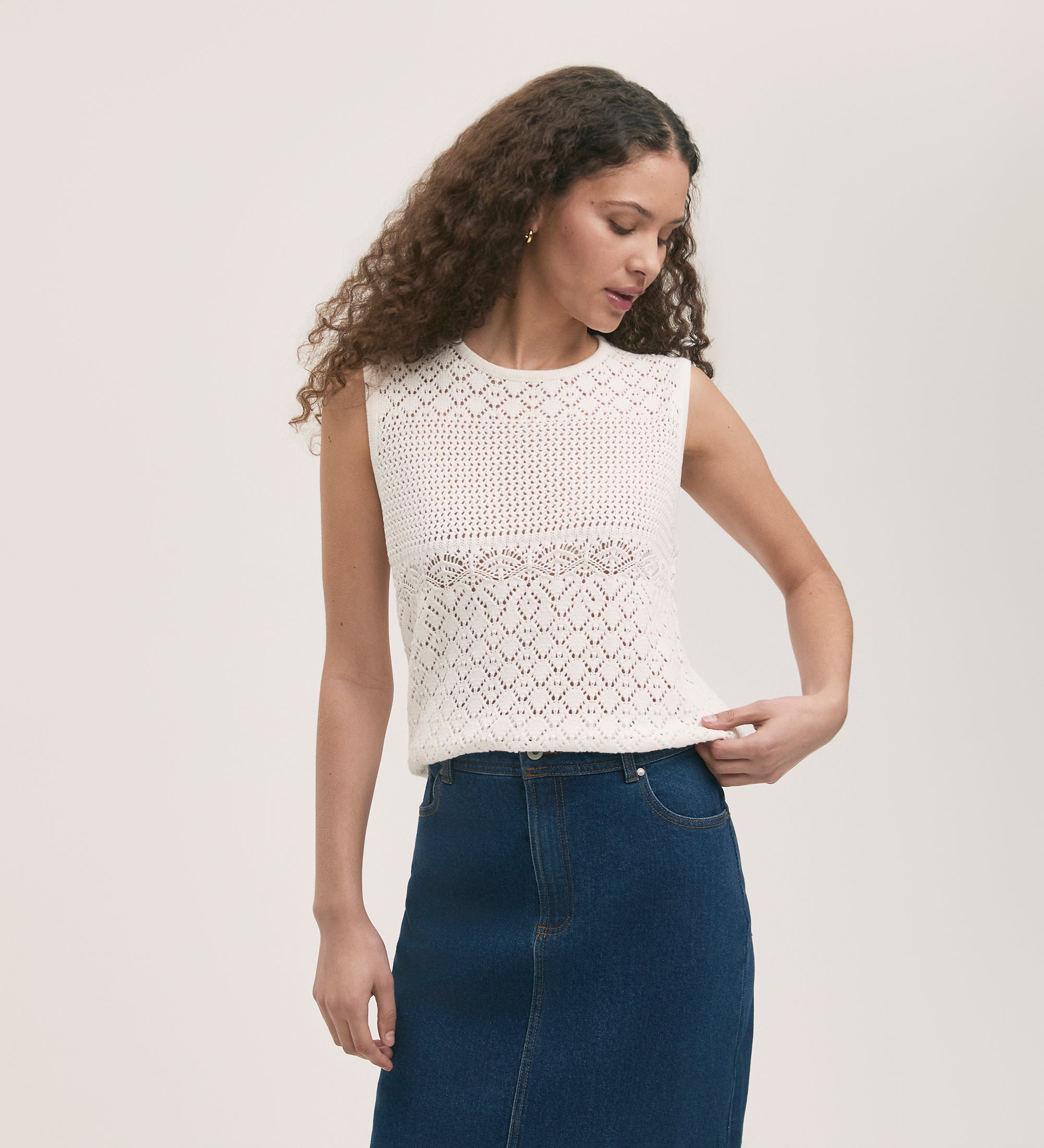 Porsha Ivory Crochet Vest – Finery London
