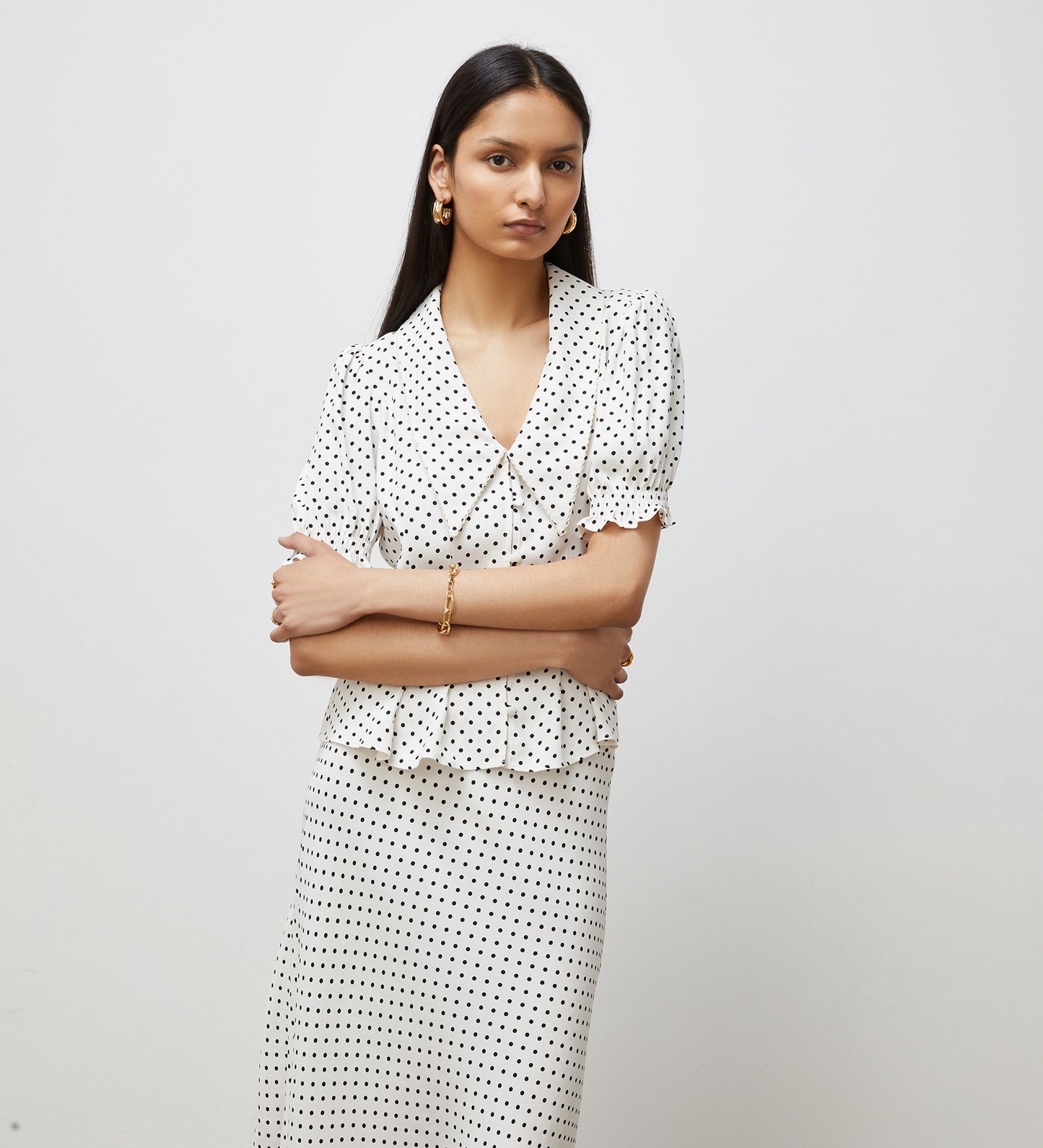 Fiona Cream Spot Blouse