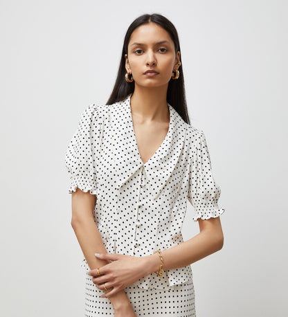 Fiona Cream Spot Blouse