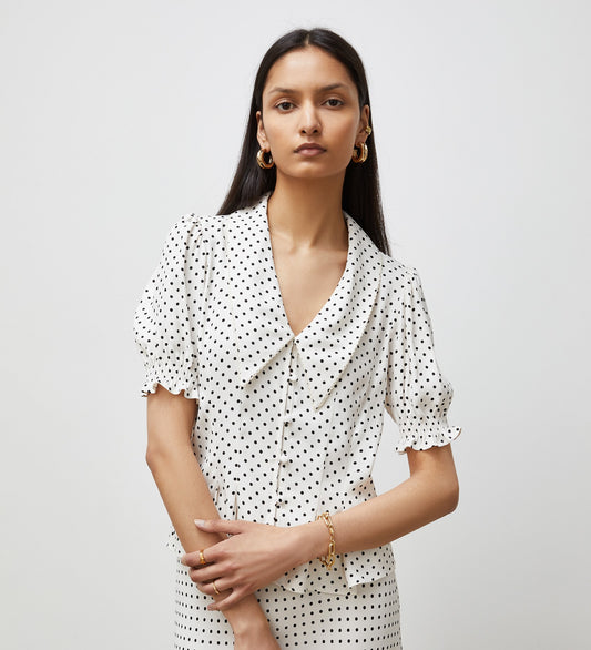 Fiona Cream Spot Blouse