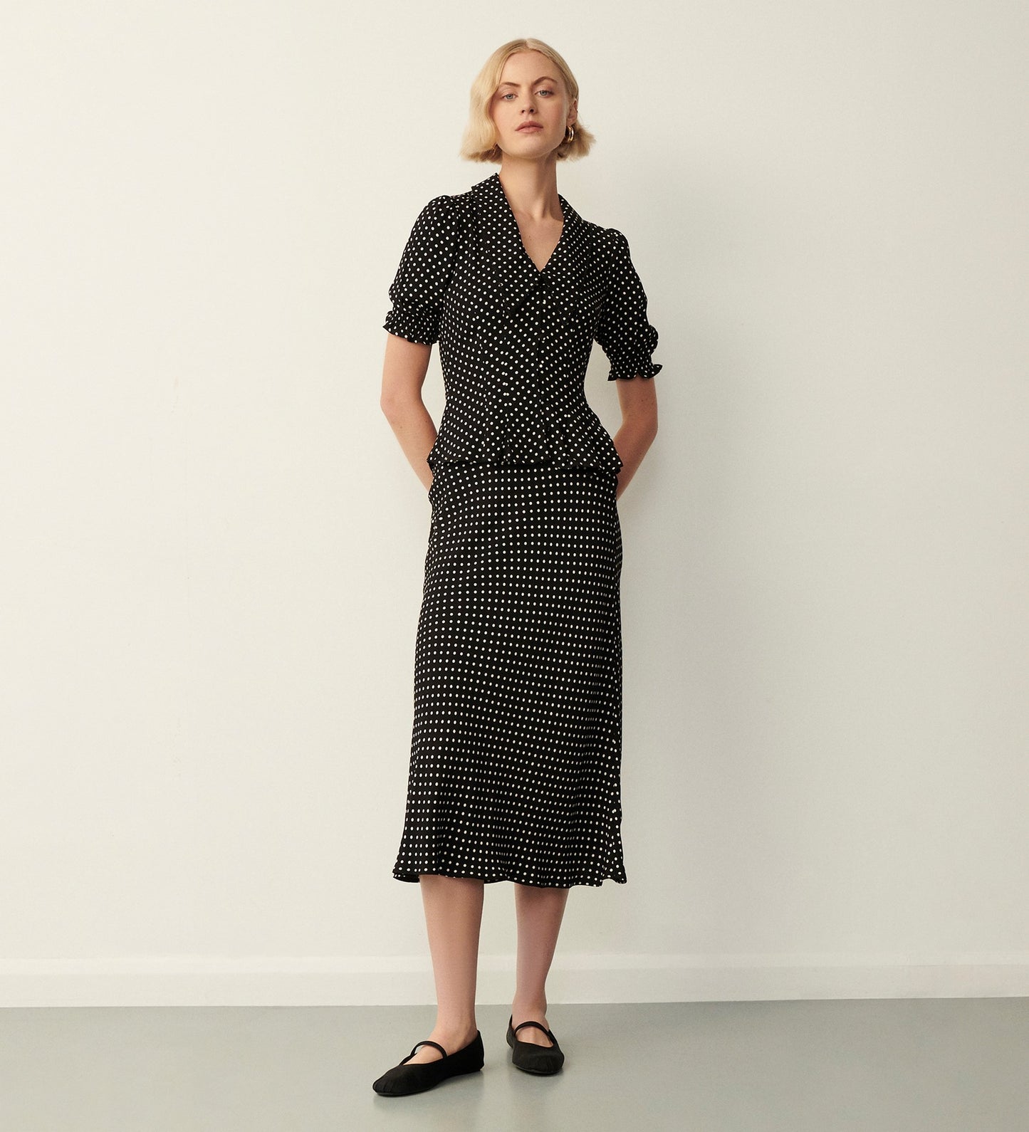 Fiona Black Polka Dot Blouse