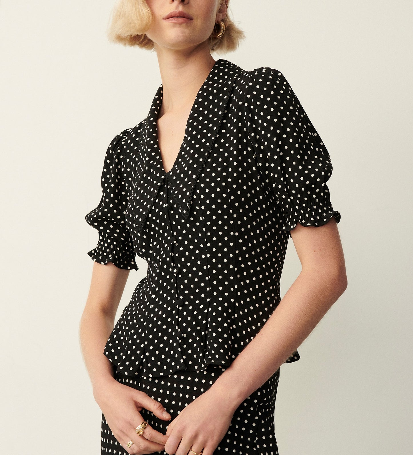 Fiona Black Polka Dot Blouse
