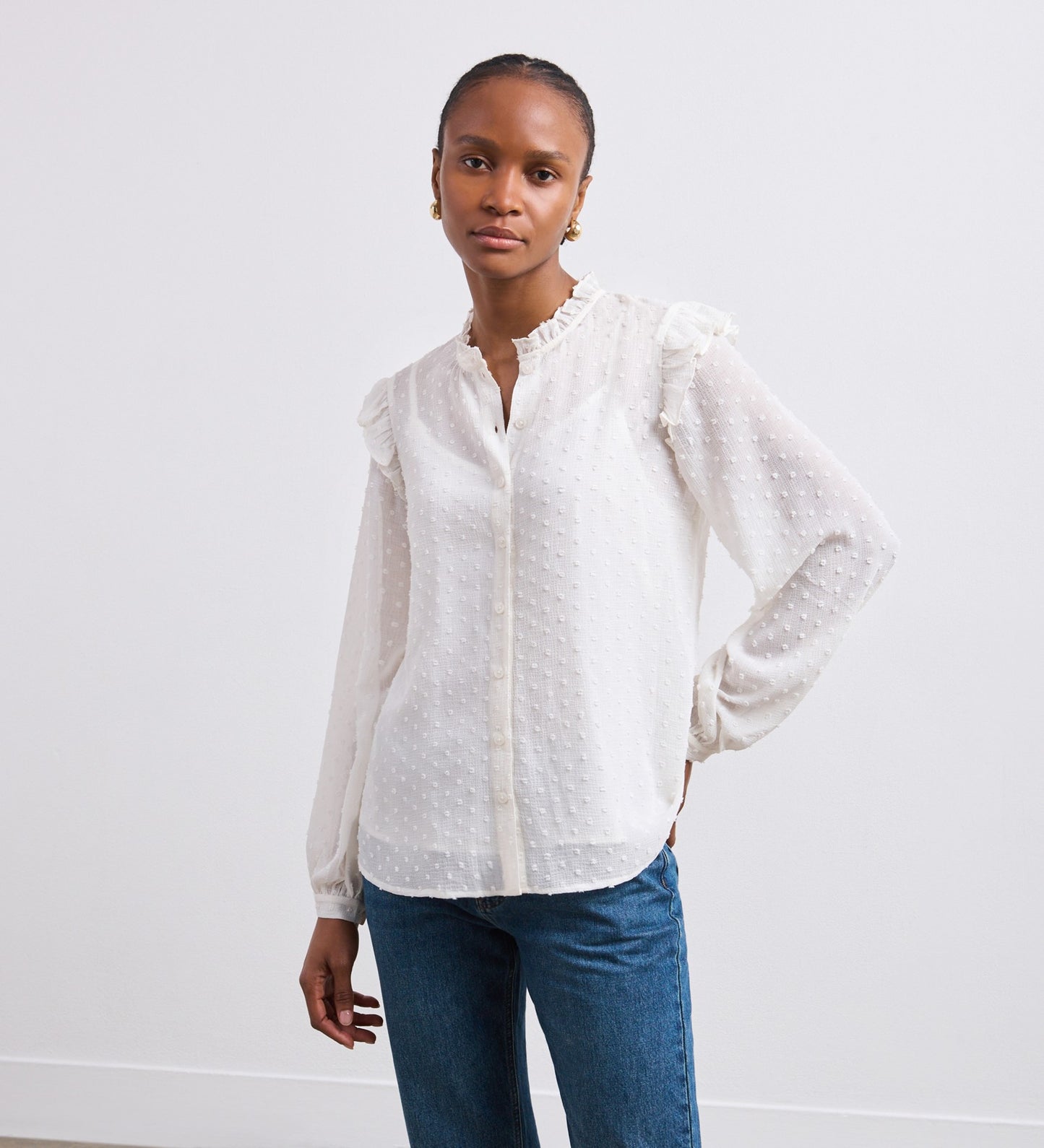 Lelani Ivory Chiffon Blouse With Detachable Cami