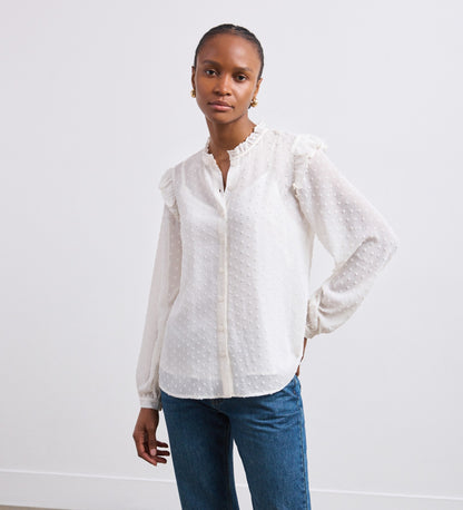 Lelani Ivory Chiffon Blouse With Detachable Cami