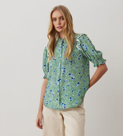 Anastasia Green Floral Crepe Blouse