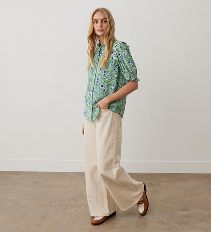 Anastasia Green Floral Crepe Blouse