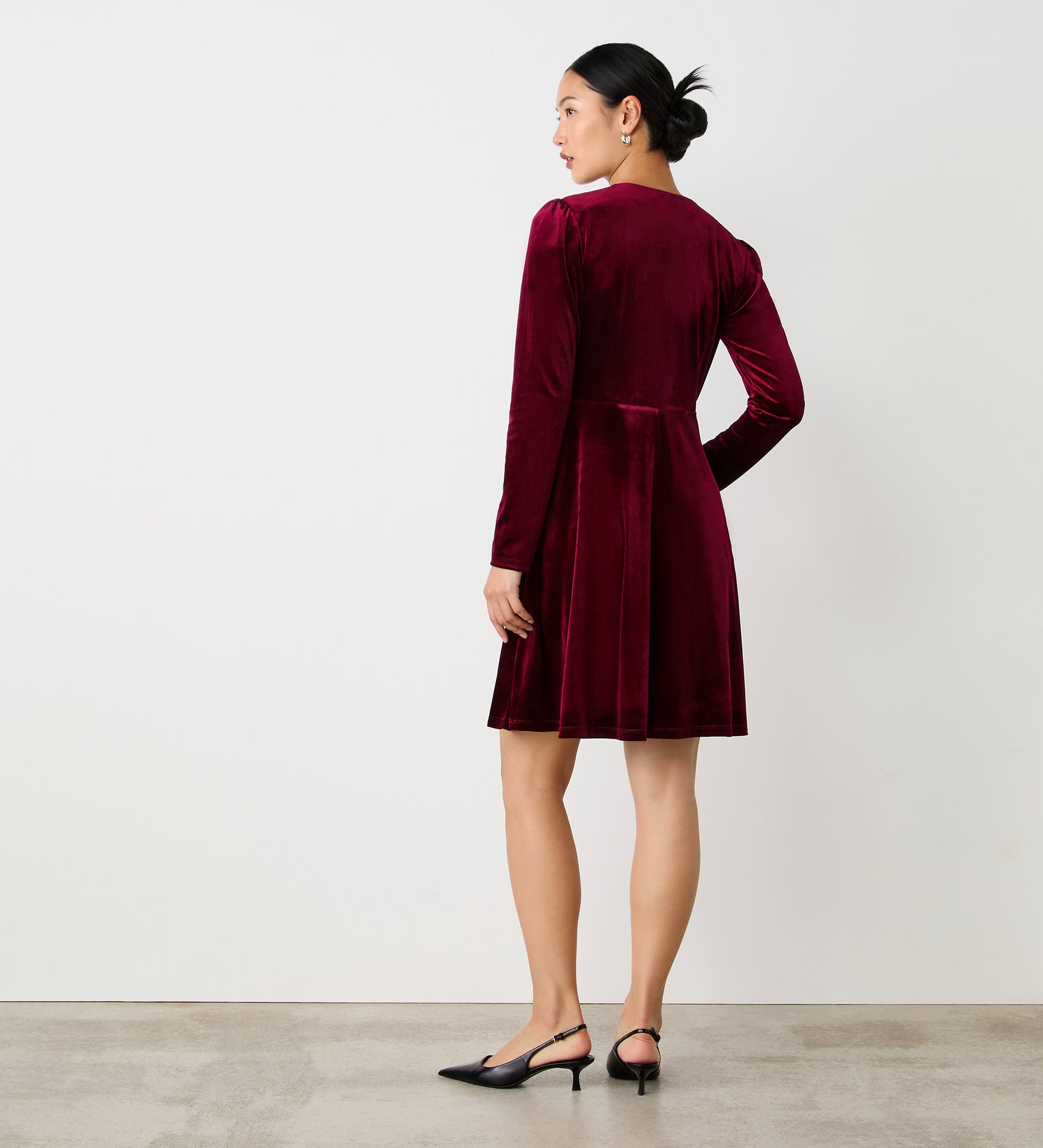 Rae Burgundy Velvet Knee Length Dress Finery London Rae Burgundy Velvet Knee Length Dress Finery London