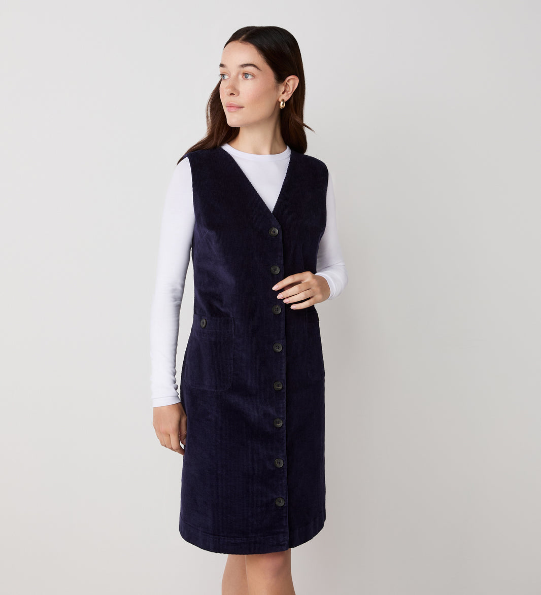 Rellie Navy Cotton Corduroy Dress