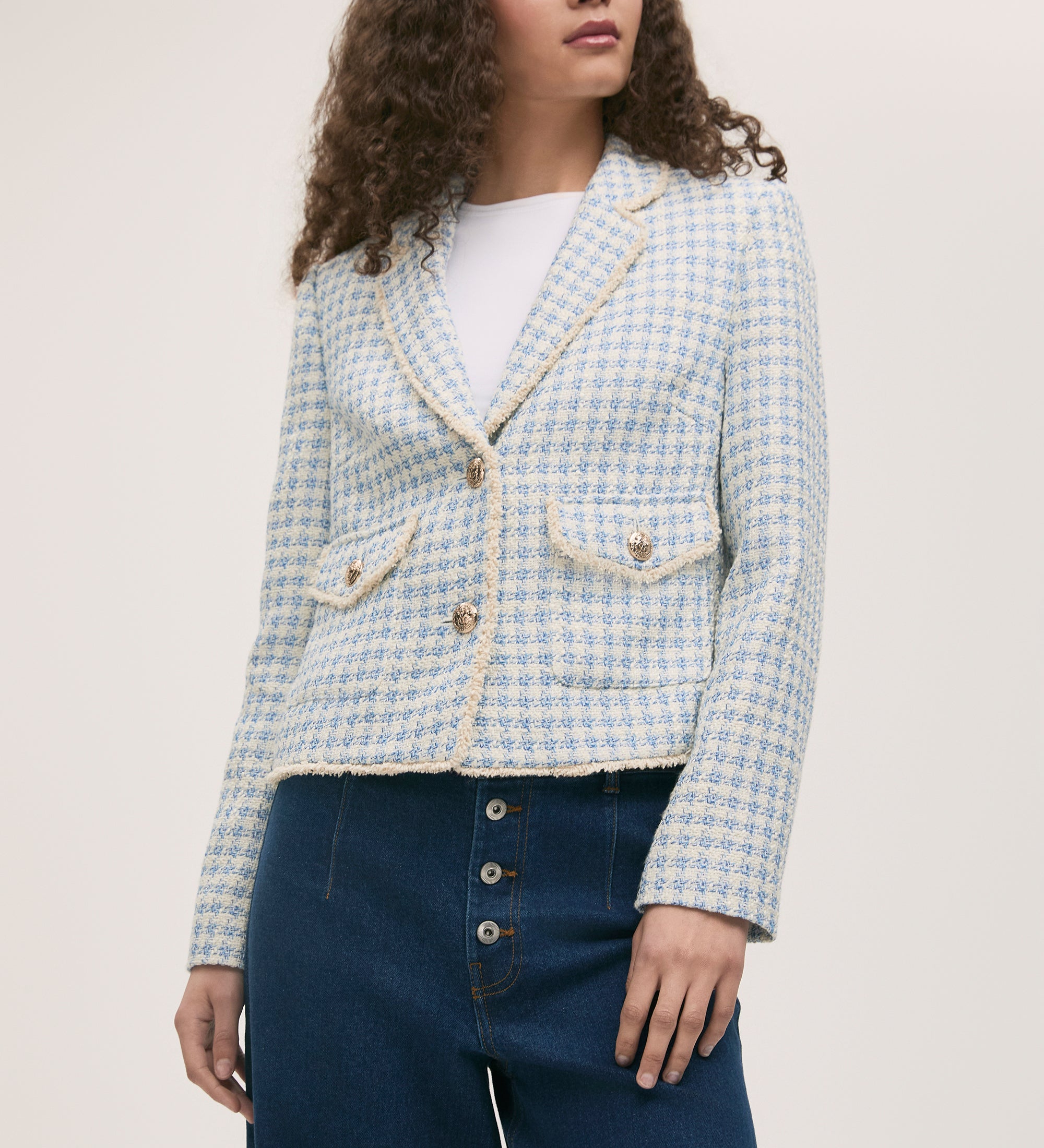 Rochelle Blue Tweed Jacket – Finery London