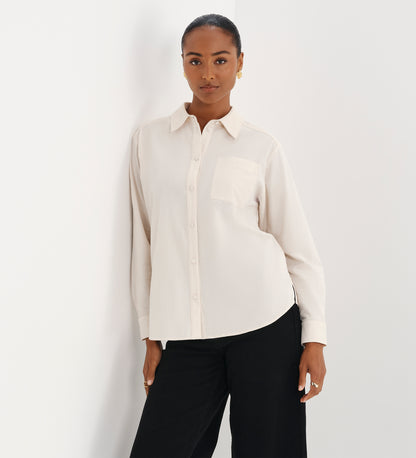 Raquel Ivory Corduroy Button-Through Oversized Shirt