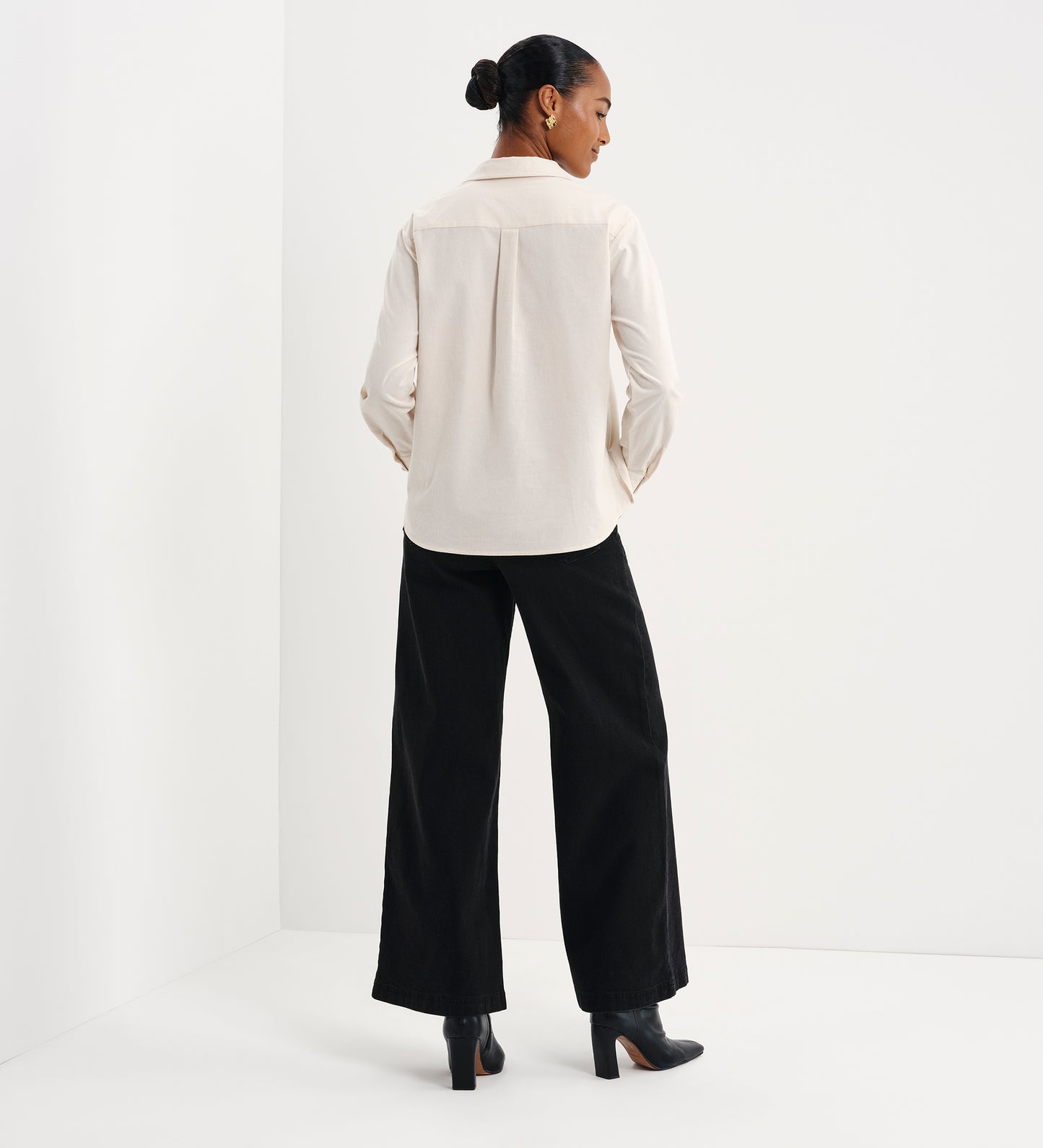 Raquel Ivory Corduroy Button-Through Oversized Shirt