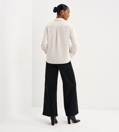 Raquel Ivory Corduroy Button-Through Oversized Shirt