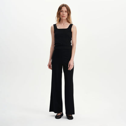 Reyna Black Ponte Jersey Wide Leg Trousers