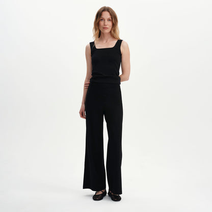 Reyna Black Ponte Jersey Wide Leg Trousers