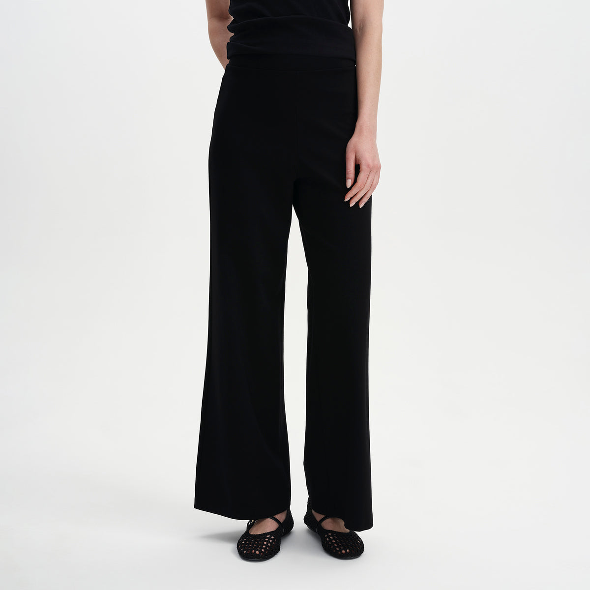 Reyna Black Ponte Jersey Wide Leg Trousers