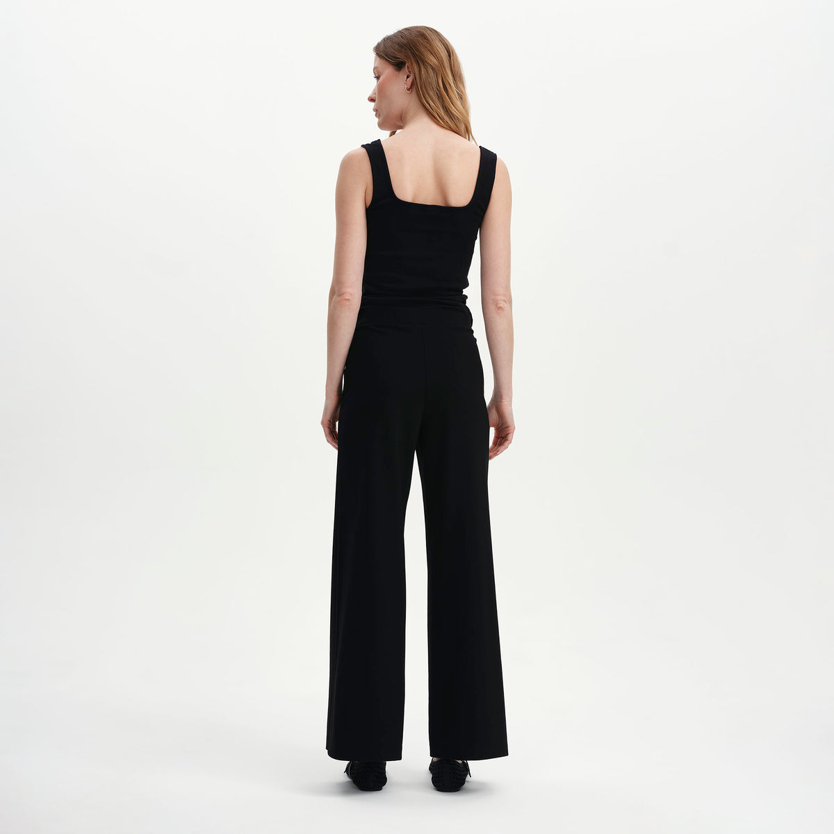 Reyna Black Ponte Jersey Wide Leg Trousers