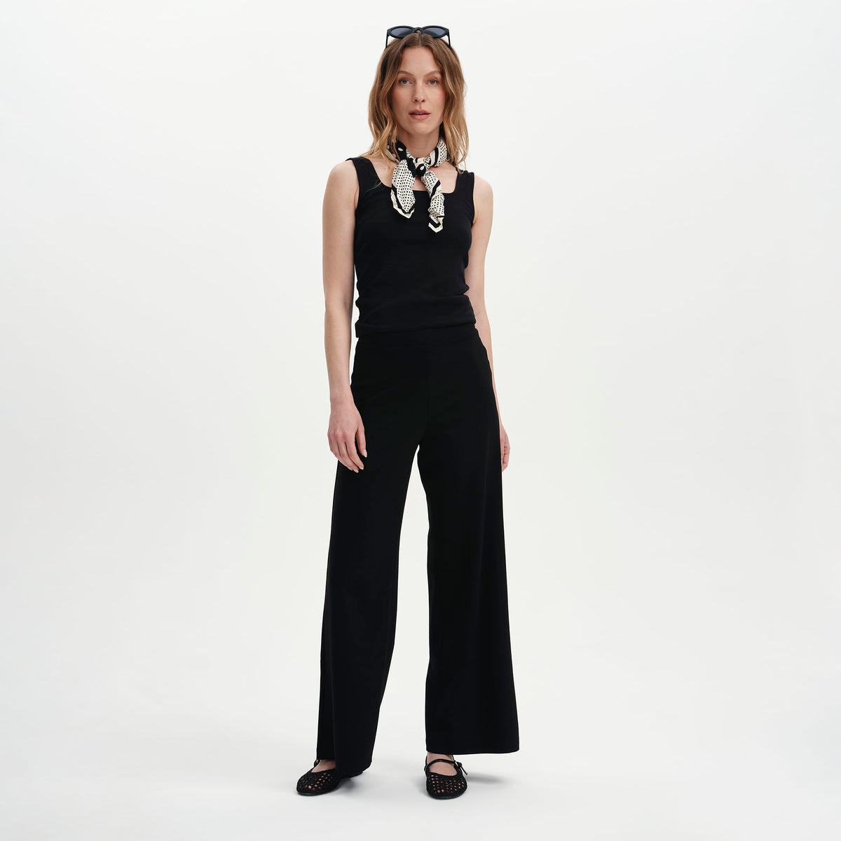Reyna Black Ponte Jersey Wide Leg Trousers