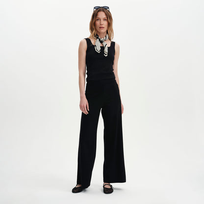 Reyna Black Ponte Jersey Wide Leg Trousers
