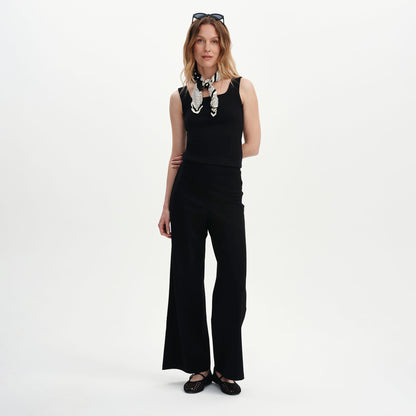 Reyna Black Ponte Jersey Wide Leg Trousers