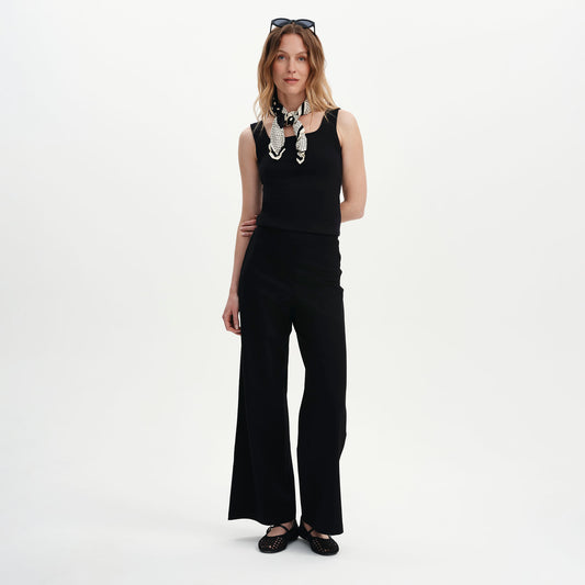 Reyna Black Ponte Jersey Wide Leg Trousers