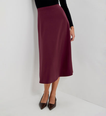 Ruth Burgundy Ponte Jersey A-Line Midi Skirt