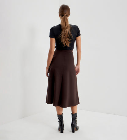 Ruth Chocolate Ponte Jersey A-Line Midi Skirt