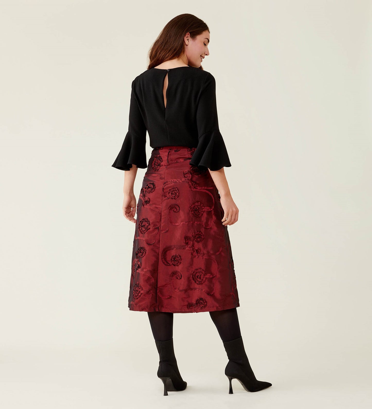 Naia Red Taffeta Skirt
