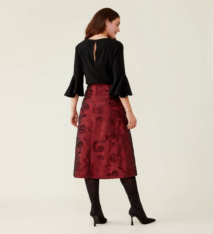 Naia Red Taffeta Skirt