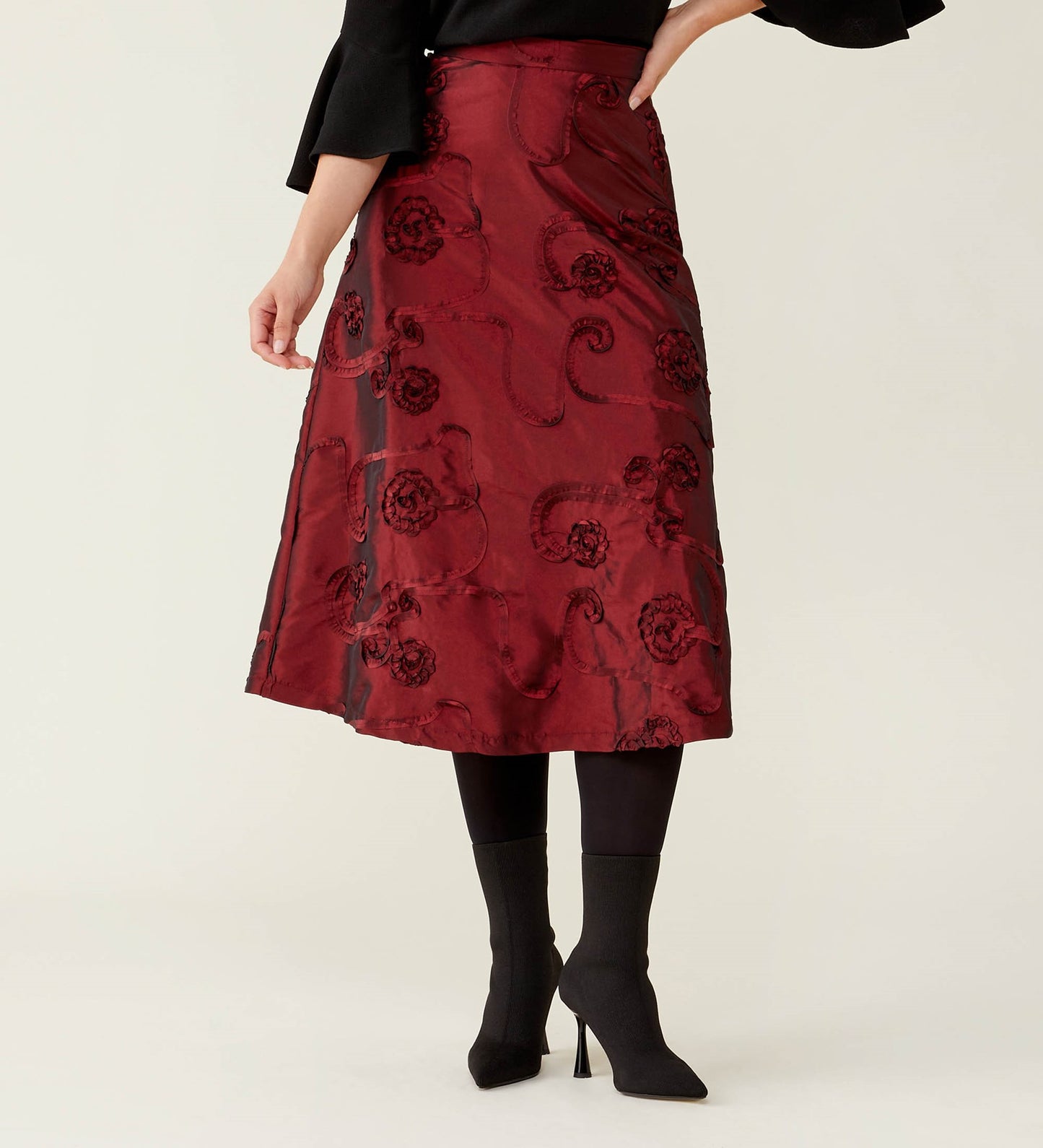 Naia Red Taffeta Skirt