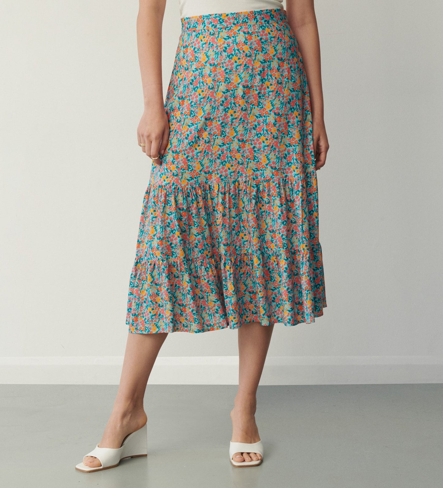 Dawn Blue Meadow Midi Skirt