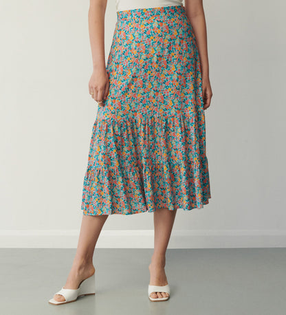Dawn Blue Meadow Midi Skirt