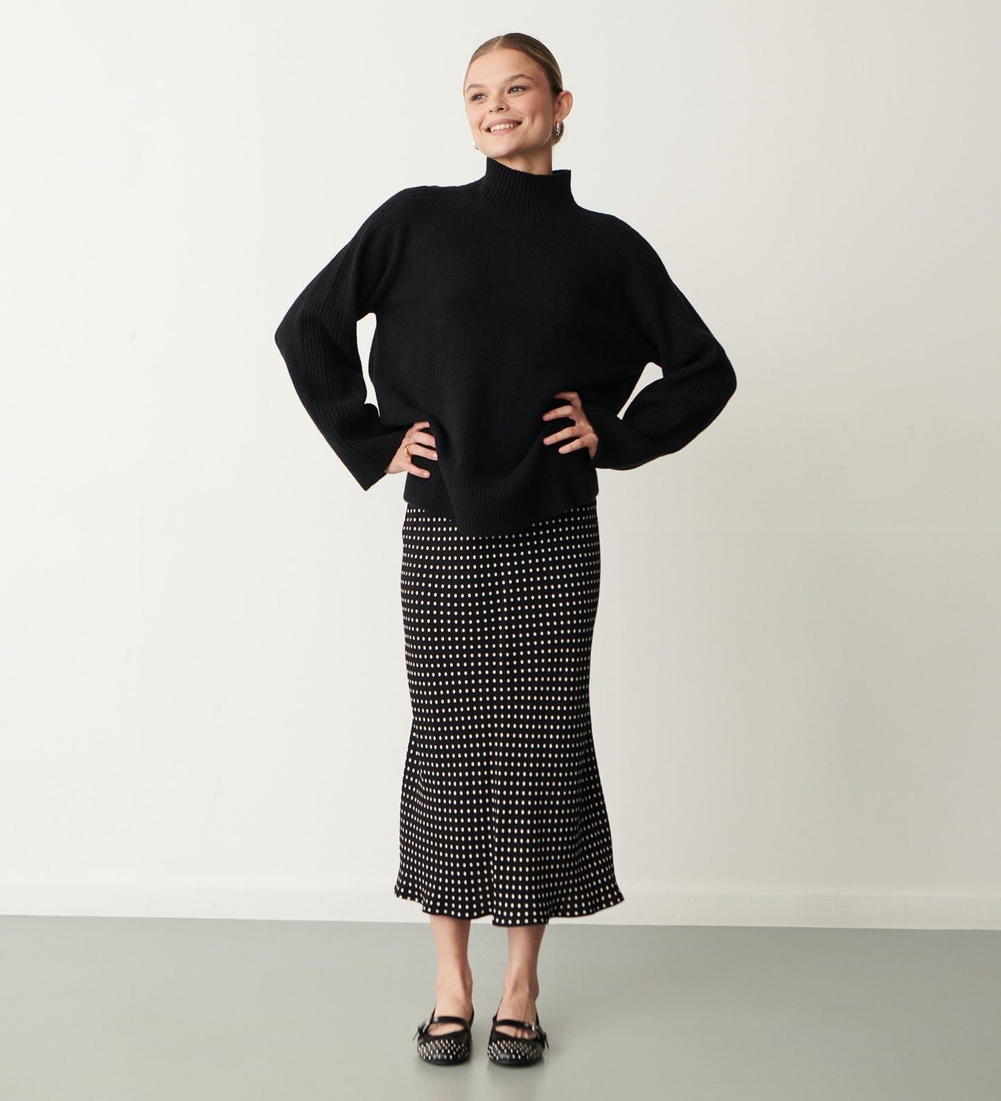 Evelyn Black Polka Dot Skirt