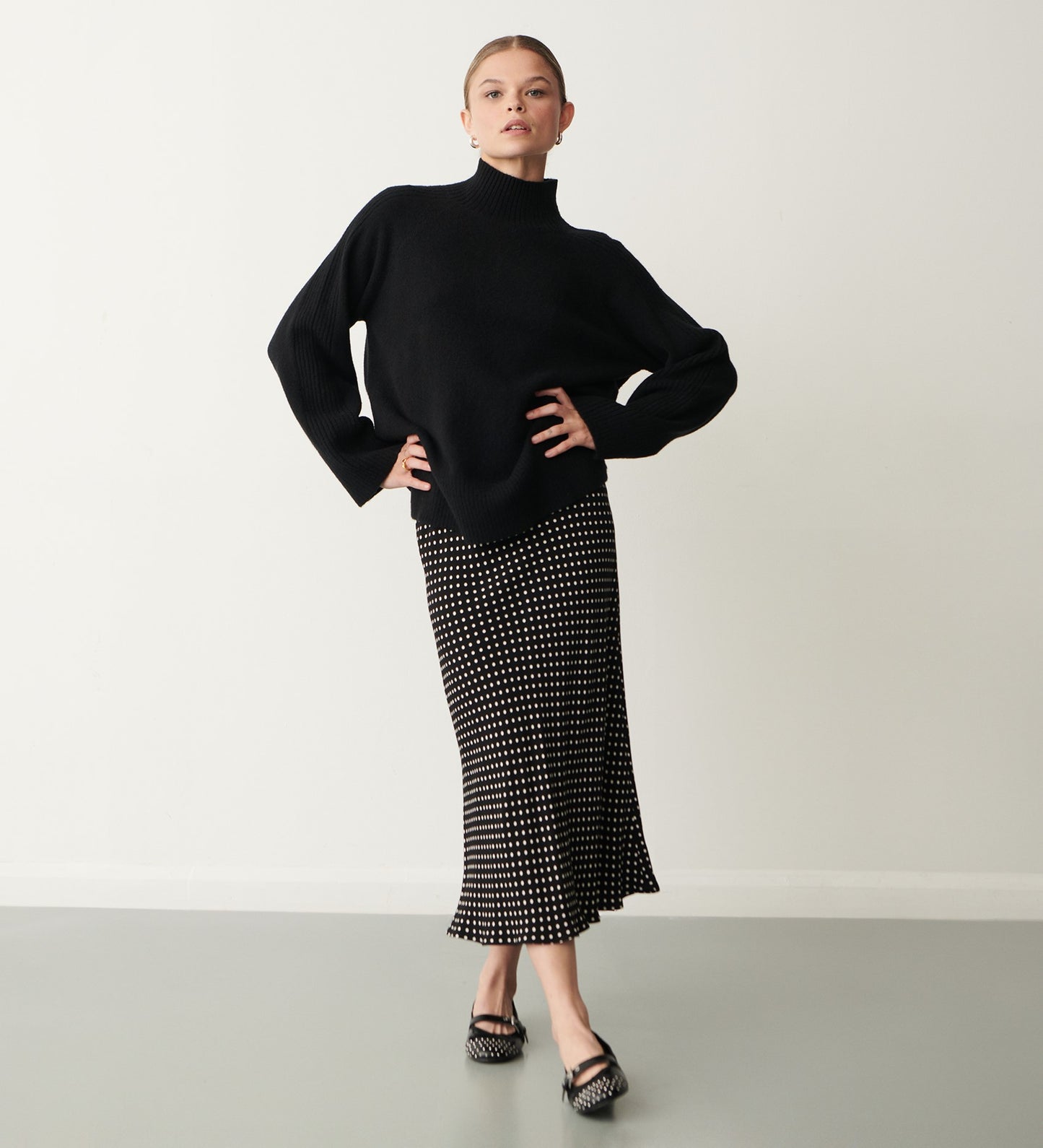 Evelyn Black Polka Dot Skirt