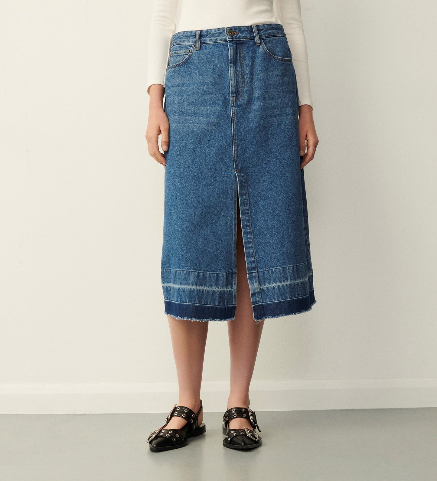 Kara Mid Blue Midi Skirt