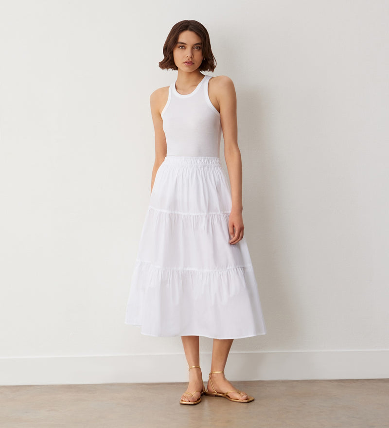 Harleen Tiered Cotton Midi Skirt