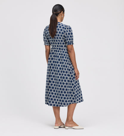 Samantha Navy Polka Dot Button Through Midi Dress