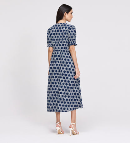 Samantha Navy Polka Dot Button Through Midi Dress