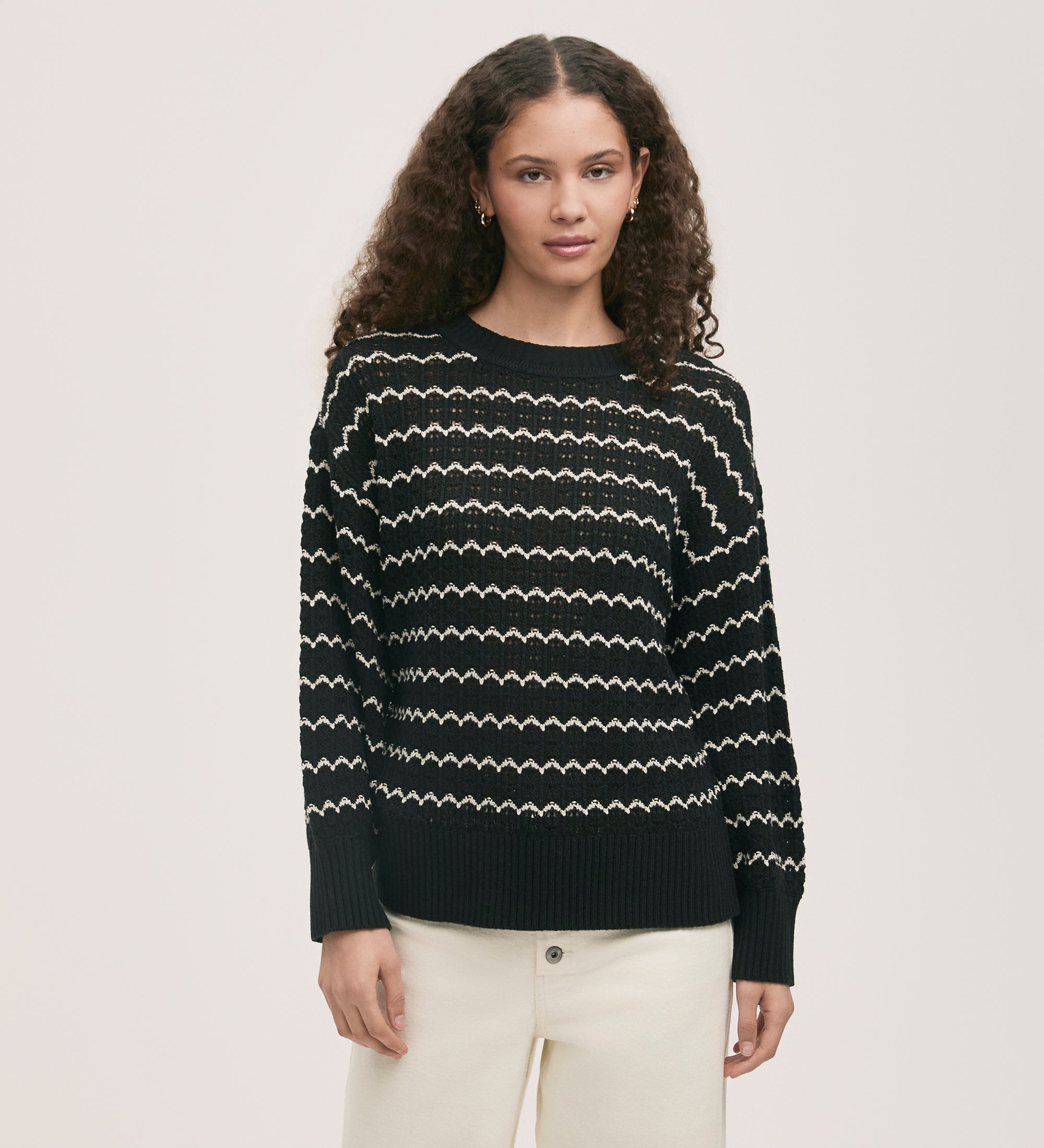 Sansa Black Crochet Jumper – Finery London