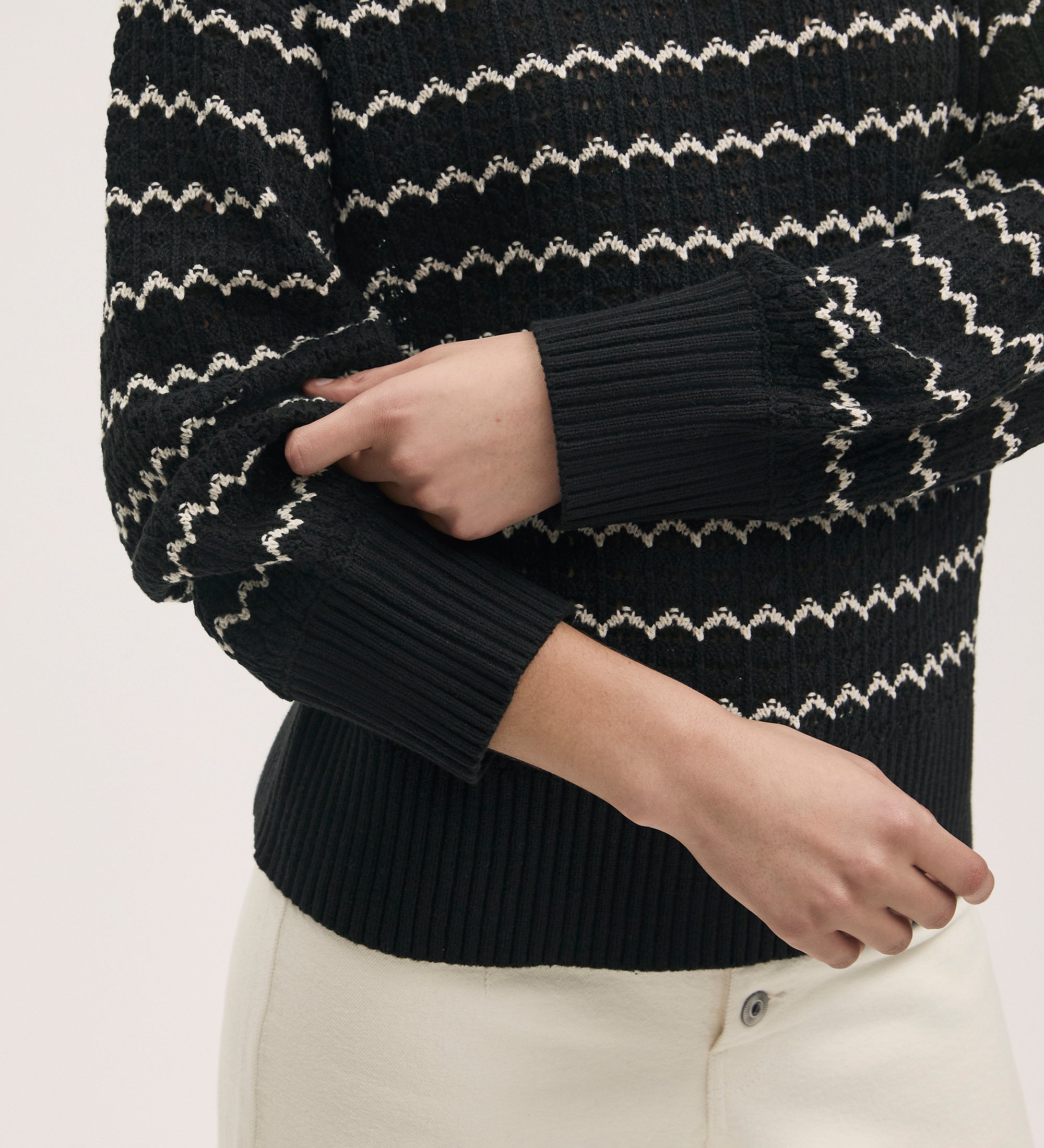 Sansa Black Crochet Jumper – Finery London