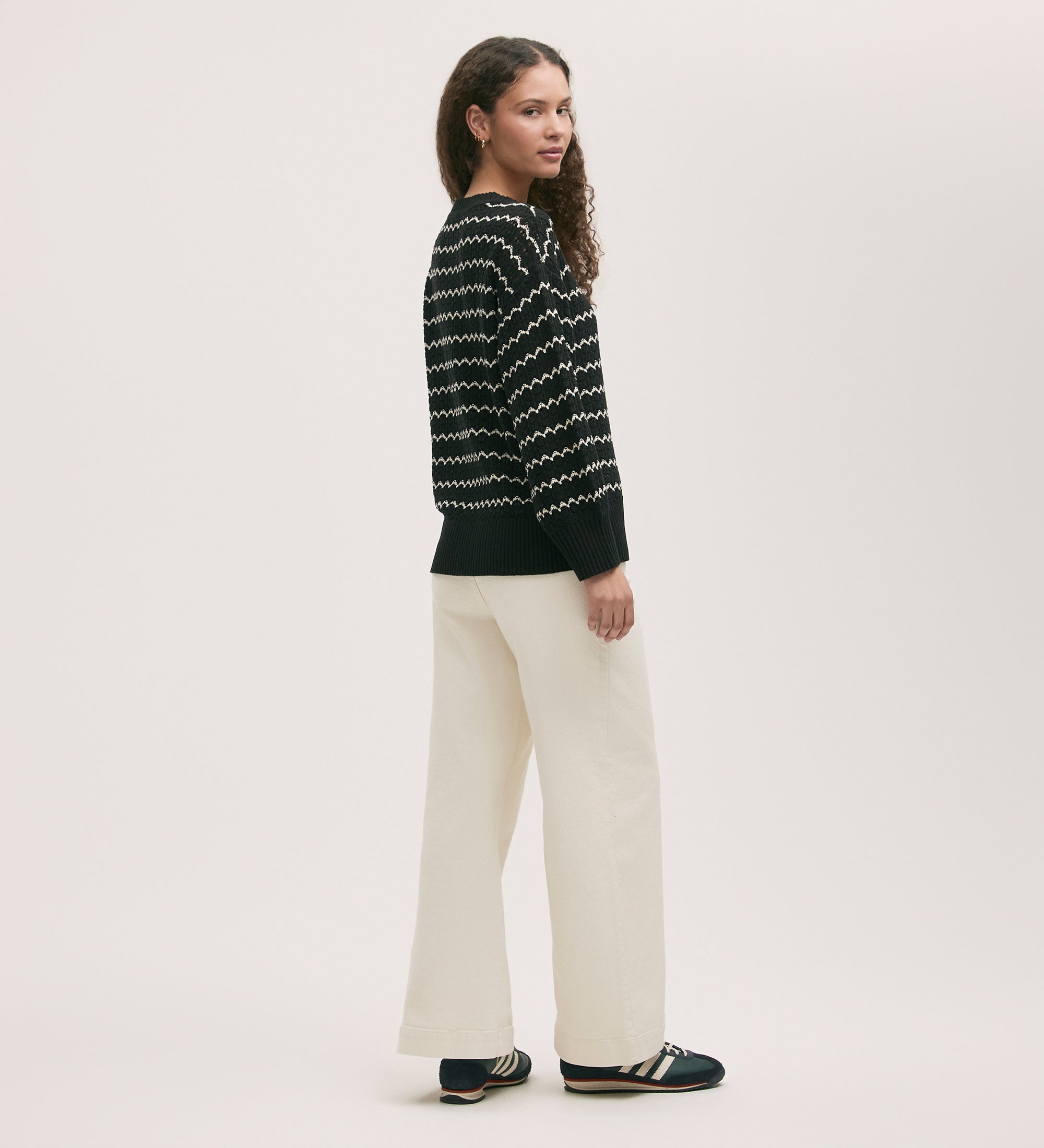 Sansa Black Crochet Jumper – Finery London